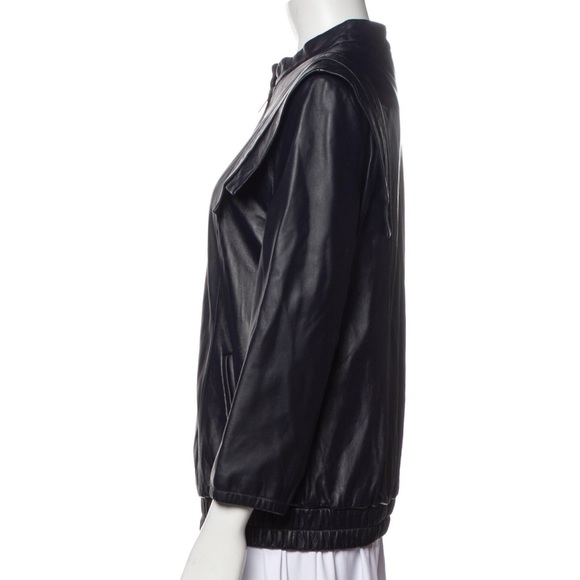 LOEFFLER RANDALL NAVY LEATHER BOMBER JACKET SZ 8 - Picture 2 of 12